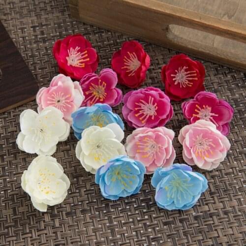 50PCS Artificial Flowers Wedding Decorative Crafts Christmas Wreaths Home Decor Silk Cherry Blossoms DIY Scrapbooking Gifts Box