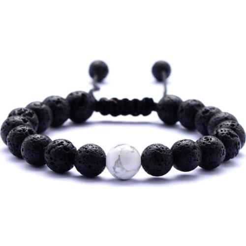 8mm Natural Howlite 8mm Black Lava Stone Bracelet DIY Aromatherapy Essential Oil Diffuser Bracelet Women Men jewelry