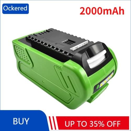 Ockered 40V 2000mAh Battery Rechargeable Replacement Batteries for GreenWorks Creabest 200W G-MAX GMAX 29462 29472 22272 29717