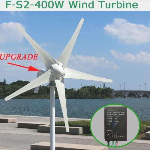 Free shipping 400 watt 12V 24V with charge controller horizontal axis wind turbine for home use