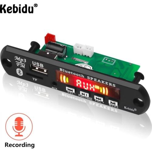 Kebidu Wireless Bluetooth MP3 Player Decoder Board 5V 12V Car FM Radio Module Support Call Recording FM TF USB AUX Car Radio
