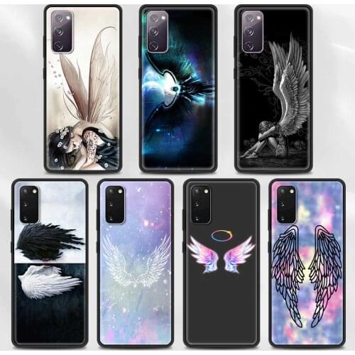 Angel Wings Phone Case For Samsung S21 S20 Ultra S10 Plus Lite S20FE 5G S10e S9 S8 Black TPU Cover Shell Capa Fundas