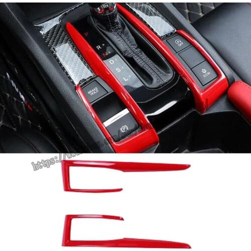 FOR HONDA Civic 10th 2016 2017 2018 2019 2020 ABS Red Interior Gear Shift Frame button trim