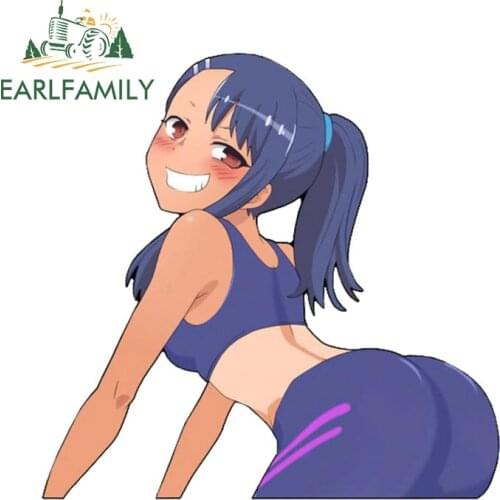 EARLFAMILY 13cm x 12.7cm for Nagatoro Car Stickers Fashionable Cute Decals Car Accessories Vinyl Laptop Refrigerator Decor