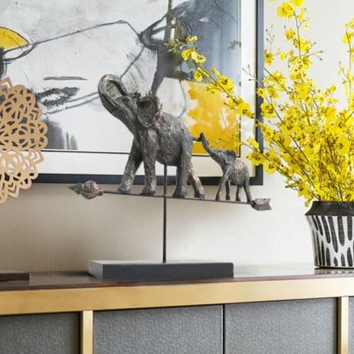 European Metal Animal Elephant Ornament Fengshui Home Livingroom Table Figurine Crafts Office Horse Desktop Sculpture Decoration