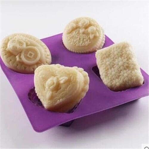 4 Lattices Candle Soap Mold Silicone Tree Shaped Thick Rounded Rectangle Heart Silicone Handmade Soap Molds Candle Silicone Mold