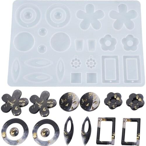 Geometric Flower Earring Resin Mold Silicone Pendant Mold Epoxy Resin Earrings Silicone Mold Jewelry DIY Making Casting Mold