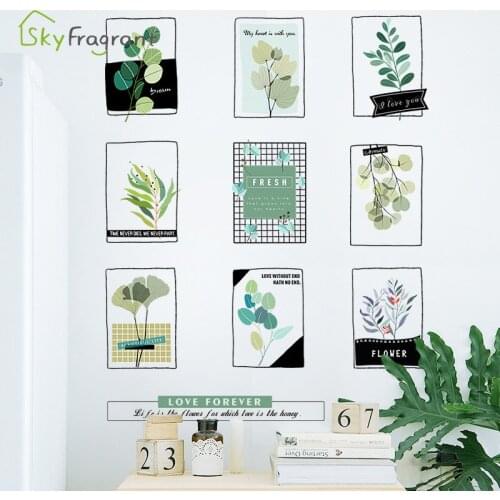 Creative Green Leaves Self-adhesive Bedroom Decor Bedside Wall Stickers Living Room Sofa Background Wall Decoration Home Decor