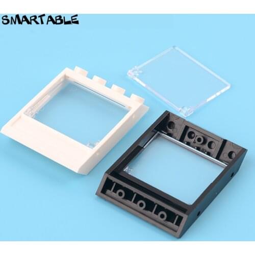 Smartable Window 4x4x3 Roof with Glass Building Block MOC Parts Toy For Skylight Compatible Major Brands 60806+60603 10pcs/lot