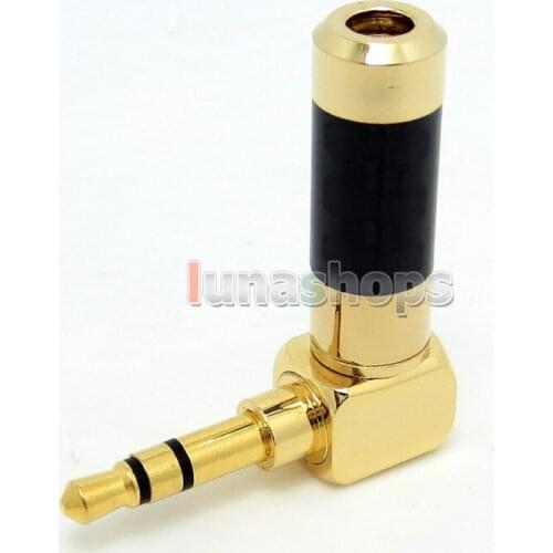 LN004386 Oyaide L Shape Gold 3.5mm 3 poles Male stereo phono Carbon Shell DIY Solder Adapter