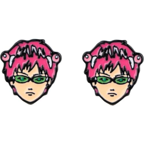LT696 Japanese Anime Saiki Kusuo Studs Earrings For Womans Stainless Steel Pierce Korea Earrings Enamel Jewelry Girls for Gifts