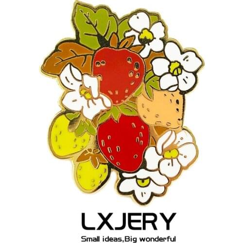 LXJERY Cartoon Strawberry Pins Badge On Backpack Funny Brooch Pins For Clothes Broche For Women Girl Schoolbag