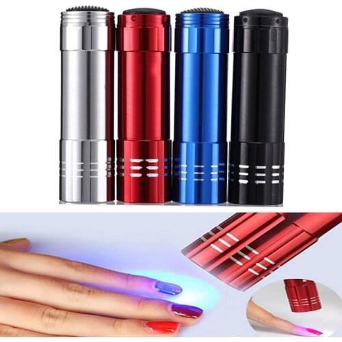 Nail Dryer Mini 9 LED Lights Flashlight UV Lamp Portable Nail Gel Mask Fast Drying Manicure Tool New