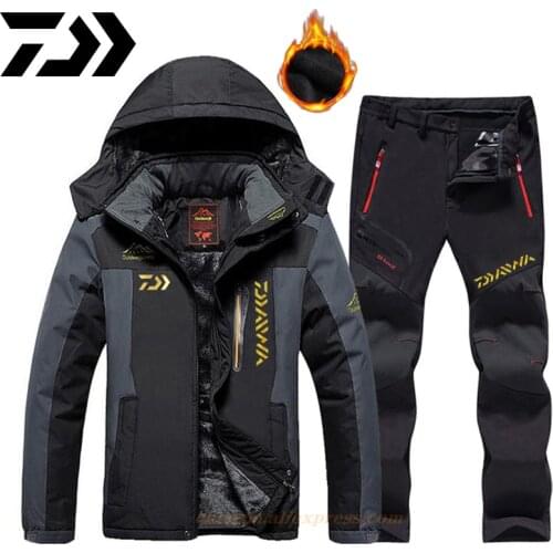DAIWA Men Suit for Fishing Jacket Waterproof Windproof Warm Thick Pants Fishing Shirt Sports Fishing Suit Winter Fishing Wear