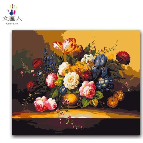 Plant flowers peony oil painting package diy digital oil painting by the number with kits adult kids practise paint