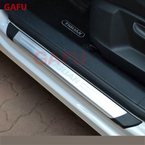For VW Tiguan euro Door Sills Scuff Plate Guards Door Sill Strip Protector Stickers Car Accessories 2010-2016