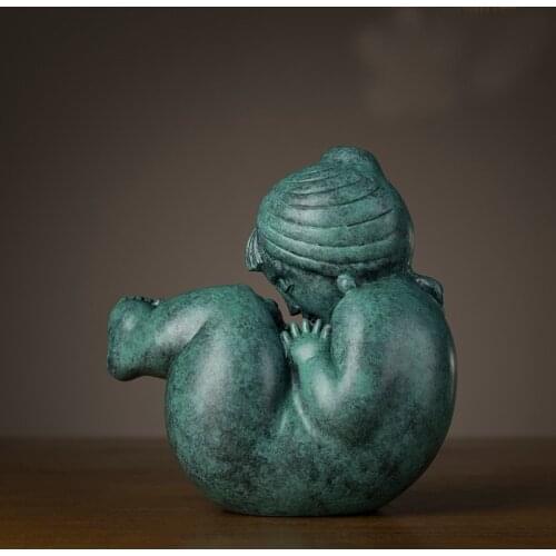 NEW Collection GOOD LUCK Bronze carving Art Master HAN WORK " mother and son " sculpture sign work