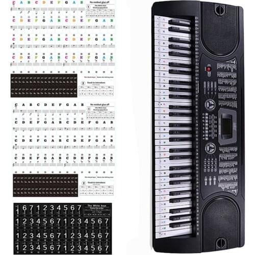 Transparent Piano Keyboard Sticker 37/49/54/61/88 Key Electronic Keyboard Piano Sticker 88 Key Piano Stave Note Sticker for Keys