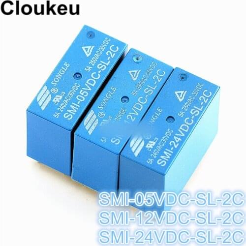 2Pcs Relay DIP8 SMI- 05VDC 12VDC 24VDC -SL-2C 5V 12V 24V 5A