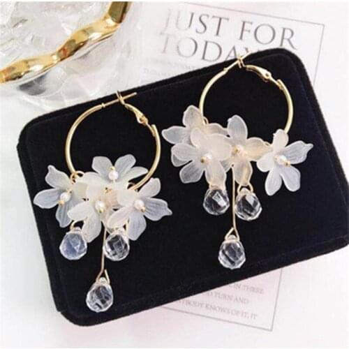 Creative temperament flower earrings personality wild circle crystal pendant earrings long earrings prom party gift