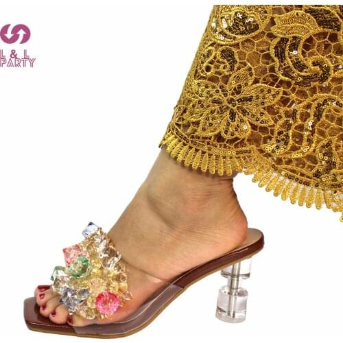 2021 Elegant Women Office Career Comfortable Heels Shoes Italian Design Pretty Lady Slipper in Coffee Brown Color for Party