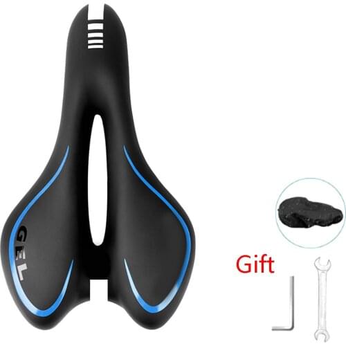 Bicycle Saddle Mountain Bike Hollow Seat Cushion Thick Soft Silicone Saddle Gift Tool + Rain Cover Leather Bike Saddle Bike Seat