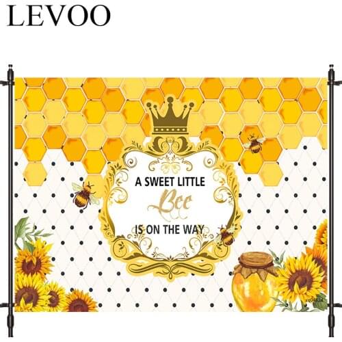 LEVOO Photography Background Honey Spot Bee Crown Baby Shower Backdrop For Photo Studio Photocall Vinyl Background