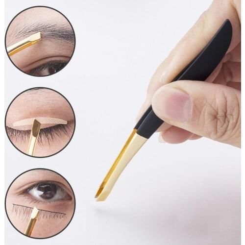 Good Quality Eyebrow Tweezer Golden Head Slanted Stainless Steel Tweezer Trimmer Eyelash Clip Hair Removal Makeup Tool