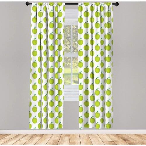 Fruits Curtains Fresh and Ripe Green Apples Graphic Simple Design Window Treatments for Living Room Bedroom