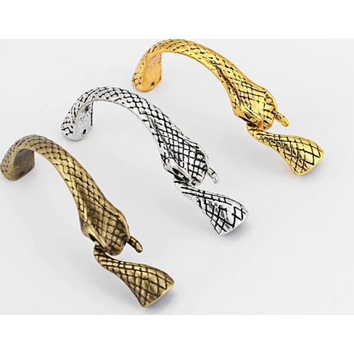 3sets Snake Head Half Cuff Hook Clasp Fit 5mm Round Leather Cord Bracelet Making Jewelry Findings