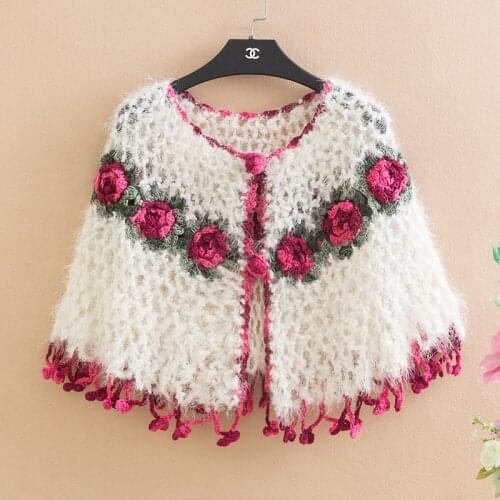 Women flower crochet craps 3D flower woman swing lady short knitted carps