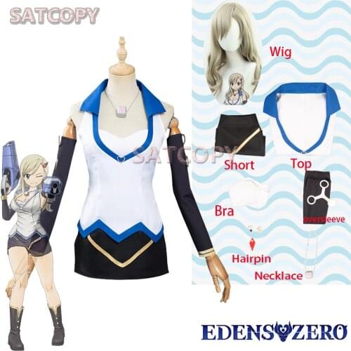 Anime Edens Zero Cosplay Bluegarden Rebecca Cosplay Costume Wig Outfits Women Game Uniform Full Set Halloween