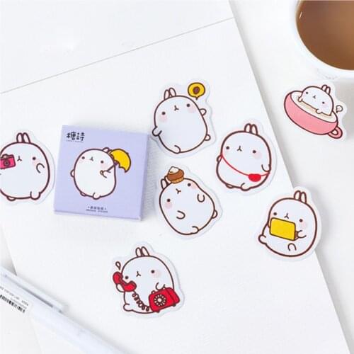 1 Box Cute Molang Mini Decorative Stickers Scrapbooking DIY Diary Album Stick Label Decor Student Supply