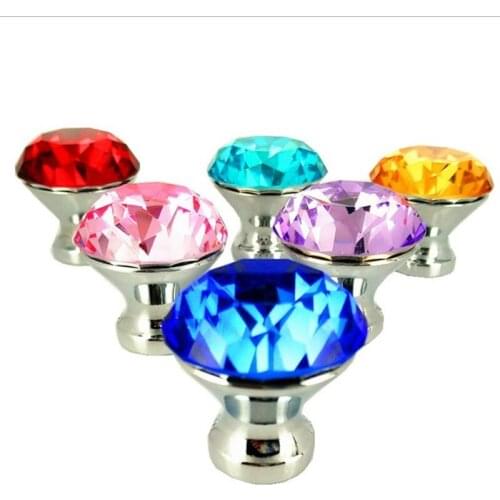 10pcs 30MM Crystal Glass Diamond Furniture Handles Drawer Wardrobe Kitchen Cabinets Cupboard Door Pull Knobs DIY 30mm HKA--001