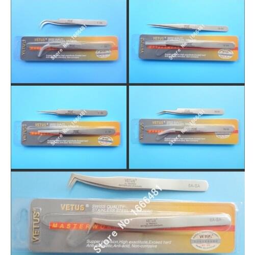 10 pcs/lot Eyelash Vetus Tweezers Vetus 00-SA,6A-SA,2-SA,5B-SA,7-SA