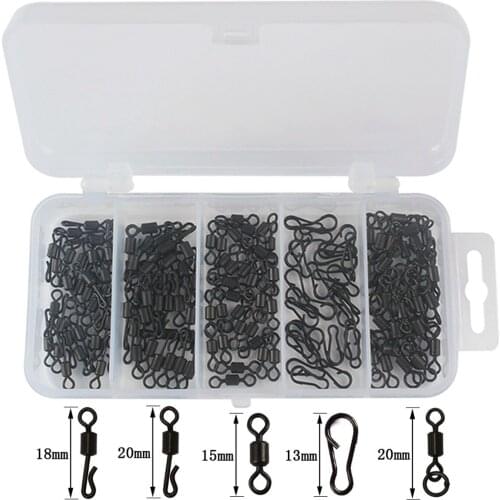 150pcs/set Black High-carbon Steel Quick Change Swivels with Ring Multi Clips Links Carp Fishing Tackle Accessories