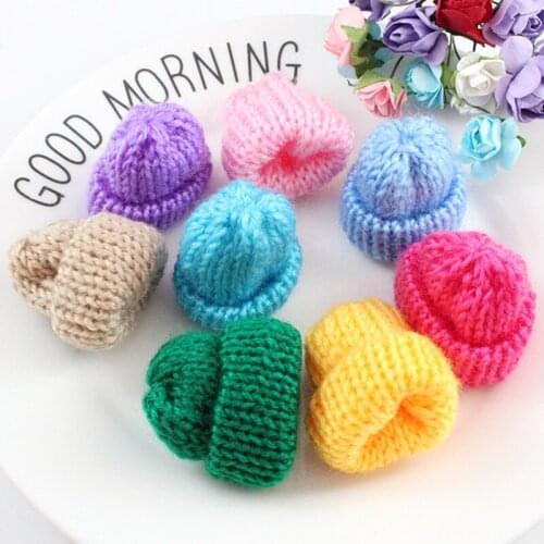 20PC Cute Mini Knitting Hat DIY Doll Decorative Supplies Phone Bag Garment Art Craft Material Adult Earring Making Small Caps
