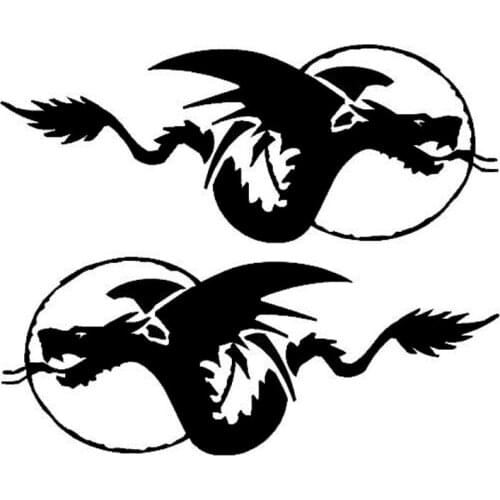 25*9.9CM 2x Flying Dragon Decorative Vinyl Car Stickers Car Door Car Styling Decal Accessories Black/Silver C9-1317