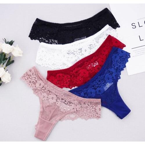 3 Pcs Lots New Womens Underpants Breathable G-string Sexy Ladies Panties Lingerie Lace Hollow Out Panties Thong Intimatewear