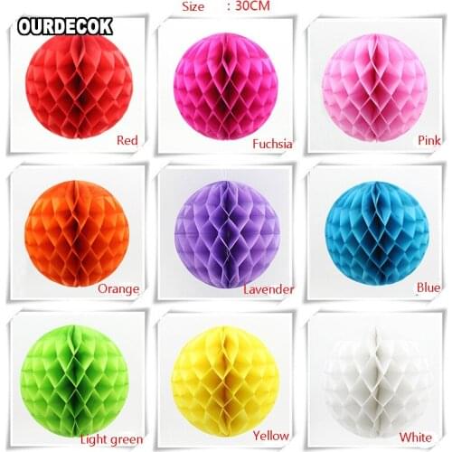 30 Pieces 12 inch(30cm) Tissue Paper Flowers Poms Honeycomb Balls for Wedding Party Favor Decoration