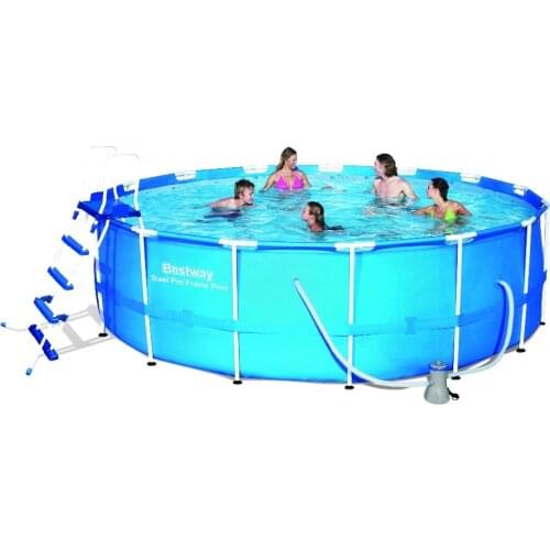 56488 Bestway Dia15' Ht42" Outdoor Round Thick Above Ground Pool/457x122cm Large Round Frame Swimming Pool for Family