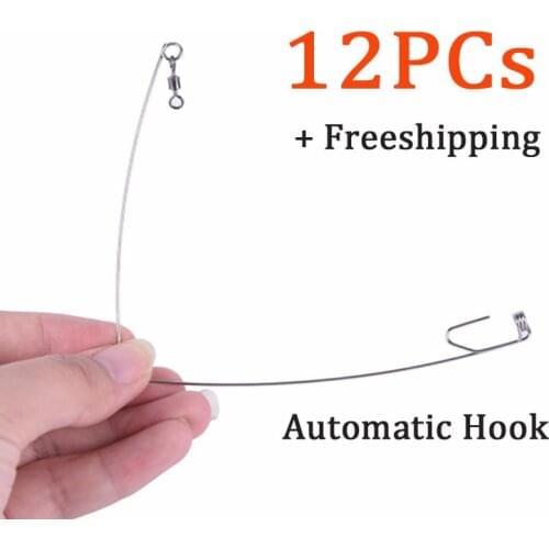 12PCs/Lot Automatic Fishing Hook At Top Speed Lazy Person Instant Hooks for Carp Crucian Bass Trout in River Lake Ocean Sea Surf
