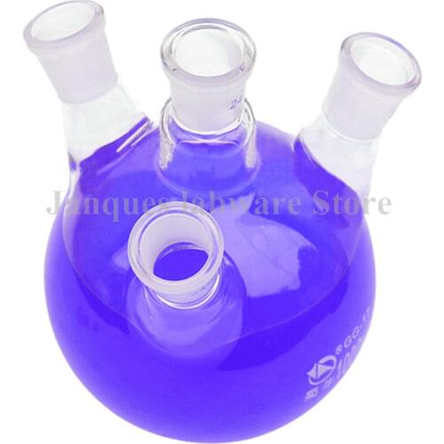 1pcs Round bottom glass distillation flask with inclined four-neck,Borosilicate reaction bulb lab glassware 100ml to 2000ml