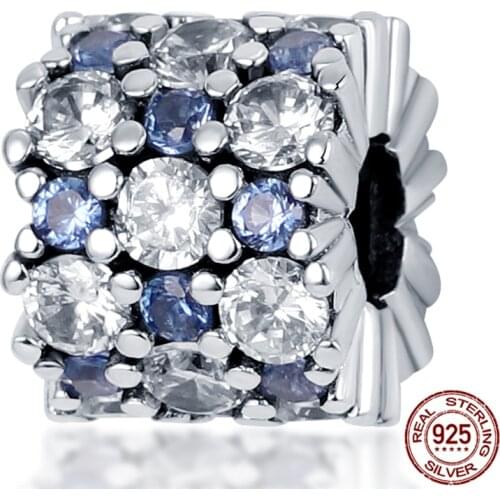 Qikaola Blue & Bright Clear CZ Beads Fit Original Bracelet & Bangle For Women DIY Jewelry Making 2020 New Beads CMS1538