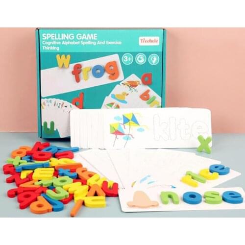 Montessori Spell word game Wooden Toys Early Learning Jigsaw Letter Alphabet Puzzle Preschool Educational Baby Toys for Children