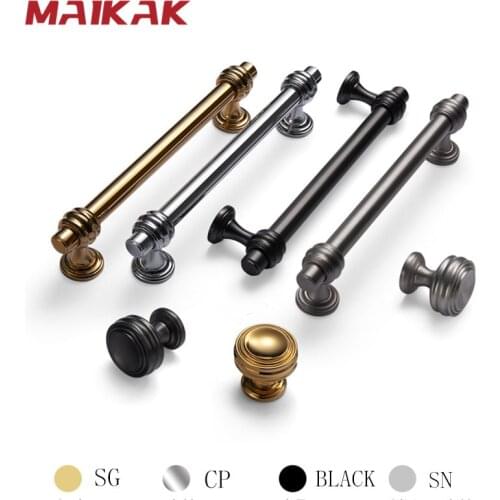 MAIKAK American PVD Zinc Alloy Drawer Handles Dresser Knobs Kitchen Cabinet Handles Gold Handles