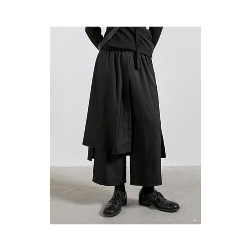 Spring and summer, the small dark wind with asymmetrical apron wide leg pants skirt