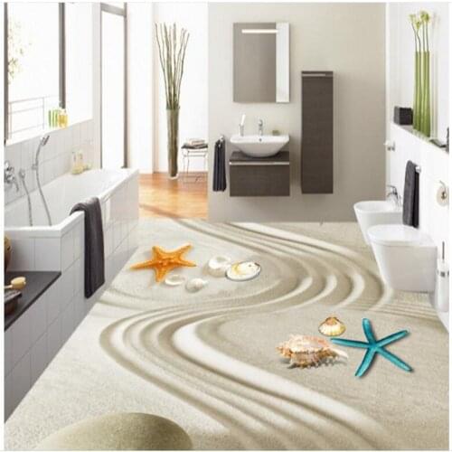 Wellyu Custom large-scale mural 3Dpvc floor starfish shell beach sand beach floor spray paint pvc thick wear-resistant floor