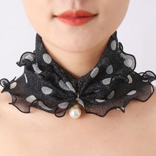 2021 New Pearl Lace Variety Scarf for Women Lady Silk Chiffon Scarf Lace Gifts Hair Variety Pearl Neck Bandana Fashion Scarves