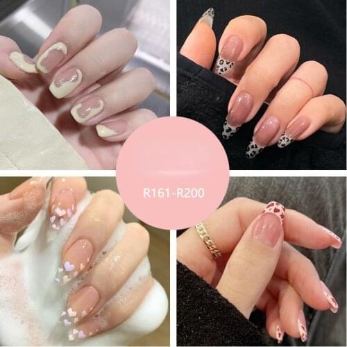 New Elegant French Short False Nail Light Purple Black Manicure Fake Removable Wearing Nail Ballet Nail Finished DIY Salon